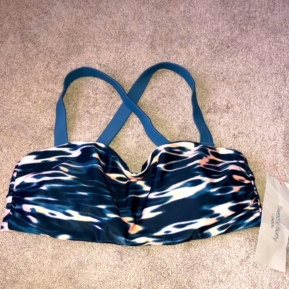 Sweaty Betty Resort Bikini Top Large Stellar Blue Water Print New